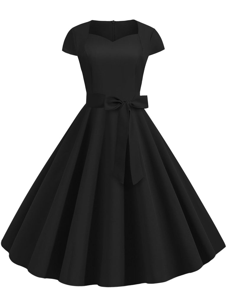 1950s Retro Solid Belt Swing Dress: timeless style reimagined