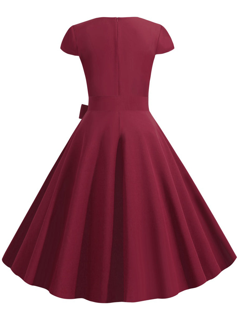 1950s Retro Solid Belt Swing Dress — vintage elegance for the modern woman