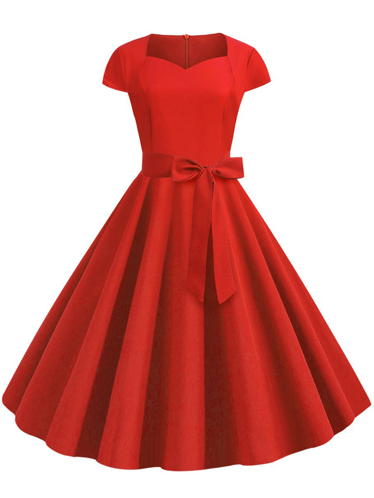 1950s Retro Solid Belt Swing Dress: timeless style reimagined