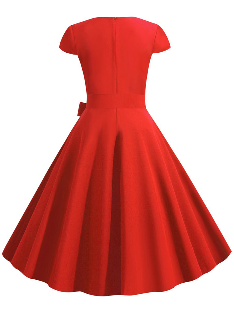 1950s Retro Solid Belt Swing Dress — vintage elegance for the modern woman