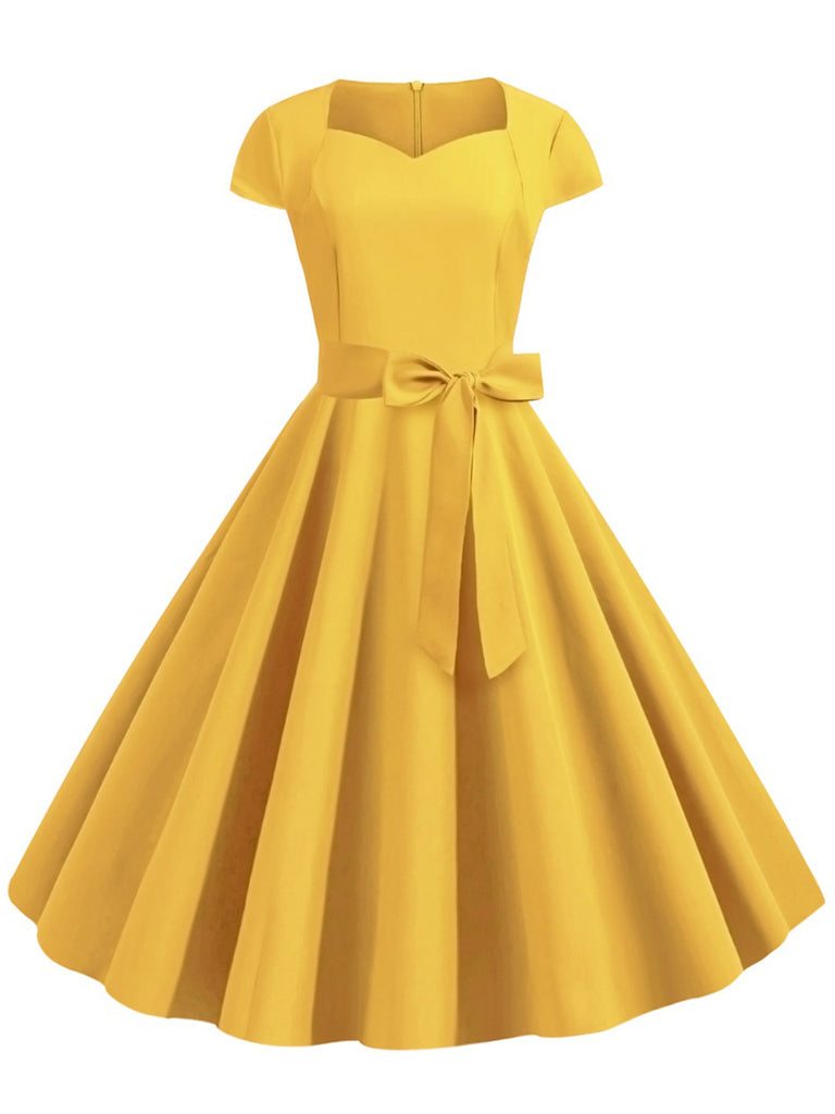 1950s Retro Solid Belt Swing Dress: timeless style reimagined