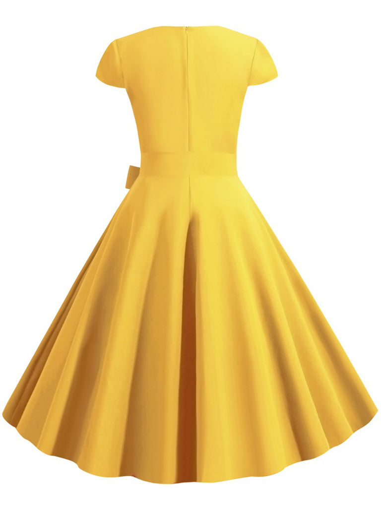 1950s Retro Solid Belt Swing Dress — vintage elegance for the modern woman