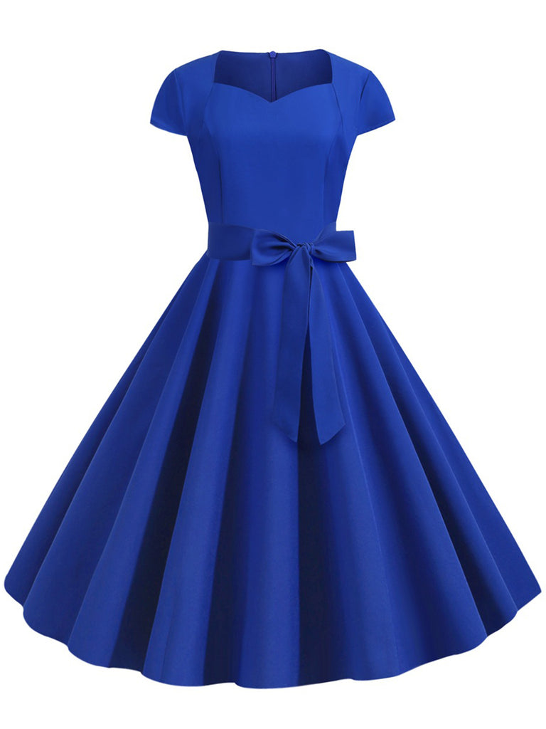 1950s Retro Solid Belt Swing Dress: timeless style reimagined