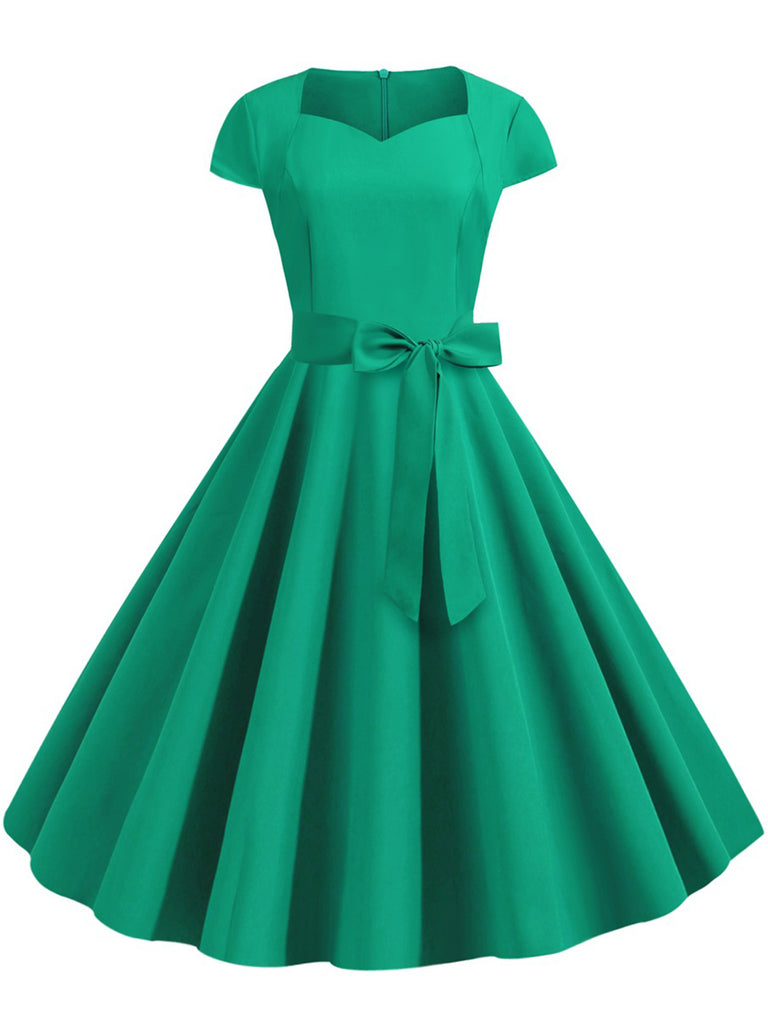 1950s Retro Solid Belt Swing Dress: timeless style reimagined