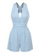 Blue 1950s Striped V-Neck Sleeveless Crisscross Belted Romper - vintage jumpsuit, retro fashion