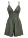 Dark Green 1950s Embroidery Patchwork Smocked Romper - vintage jumpsuit, retro fashion