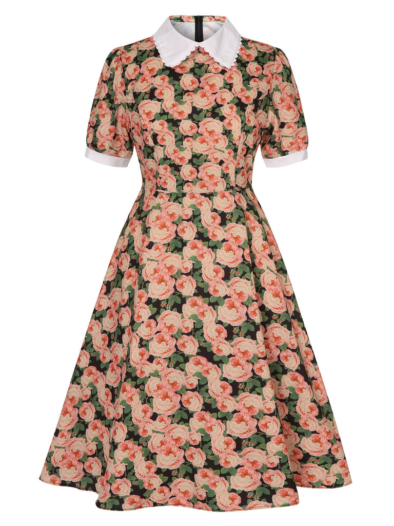 1950s Rose Lapel Puff Swing Dress, vintage dress, retro fashion, rockabilly, pin-up fashion - perfect for women who love vintage and retro fashion