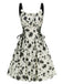 She slips into this 1950s Roses Straps Lace-Up Pleated Dress and suddenly it's a 1950s daydream