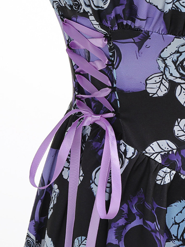 1950s Roses Straps Lace-Up Pleated Dress — the kind of 1950s dress that makes strangers smile