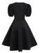 1950s Round Neck Puff Sleeve A-Line Dress: where 1950s romance meets her modern spirit