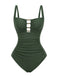 1950s Ruched Cutout Tummy Control One-Piece Swimsuit: beautiful vintage swimwear, retro swimsuit, pin-up style with timeless appeal