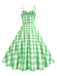 1950s Ruched Spaghetti Straps Gingham Plaid Dress — the kind of 1950s dress that makes strangers smile