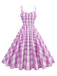 1950s Ruched Spaghetti Straps Gingham Plaid Dress: where 1950s romance meets her modern spirit