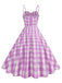 This 1950s Ruched Spaghetti Straps Gingham Plaid Dress wraps her in 1950s elegance, one twirl at a time