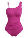 Pink 1950s Ruffle Slim Bikini One Piece One Piece Swimsuit 9