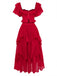 1950s Ruffle Tiered Off-Shoulder Maxi Dress - vintage dress, retro fashion, rockabilly