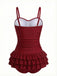 1950s Ruffled Ruched Tiered One-Piece Swimsuit - vintage swimwear, retro beach style for women