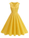 1950s Sailor Collar Bow-Tie Solid Sleeveless Dress - vintage dress, retro fashion, rockabilly