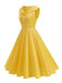 1950s Sailor Collar Bow-Tie Solid Sleeveless Dress - vintage dress, retro fashion, rockabilly