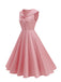 1950s Sailor Collar Bow-Tie Solid Sleeveless Dress - vintage dress, retro fashion, rockabilly