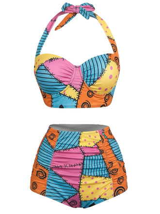 1950s Sally Lace-Up Halter Swimsuit - vintage swimwear, retro beach style for women