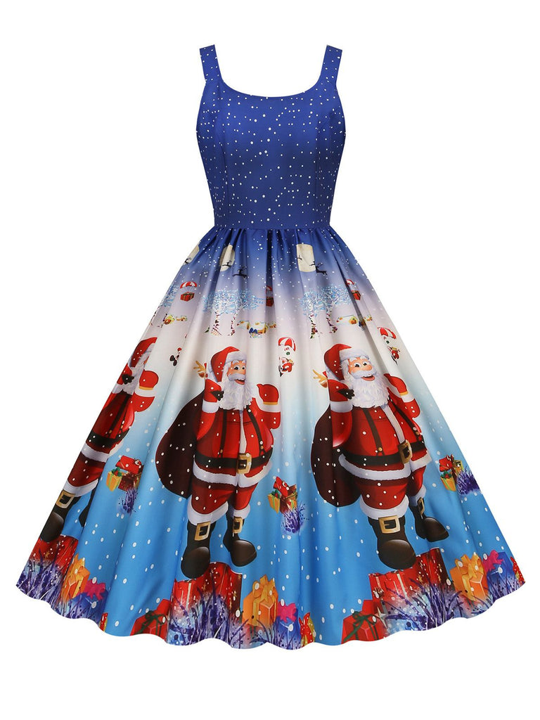 1950s Santa Claus Snowflake U-Neck Swing Dress - vintage dress, retro fashion, rockabilly
