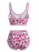 1950s Scoop Neck Floral High-Waist Bikini Set, vintage swimsuit, pin-up swimwear - perfect for women who love vintage and retro fashion