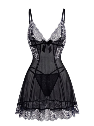 1950s Floral Lace V Neck Nightgown 5
