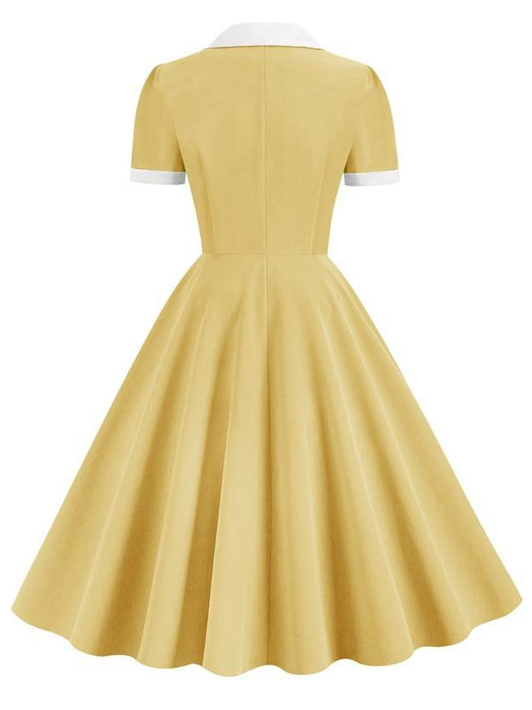 1950s Shirt Collar Buttons Swing Dress: where 1950s romance meets her modern spirit