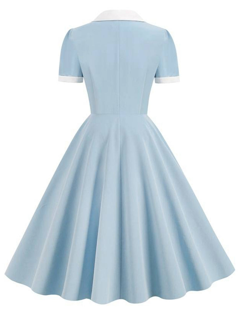 1950s Shirt Collar Buttons Swing Dress — the kind of 1950s dress that makes strangers smile