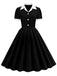 1950s Shirt Collar Buttons Swing Dress — a 1950s silhouette that turns sidewalks into runways