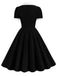 She slips into this 1950s Shirt Collar Buttons Swing Dress and suddenly it's a 1950s daydream