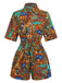 1950s Shirt Neck Print Belted Romper: a 1950s classic that whispers rather than shouts