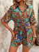 1950s Shirt Neck Print Belted Romper — 1950s elegance she can wear anywhere