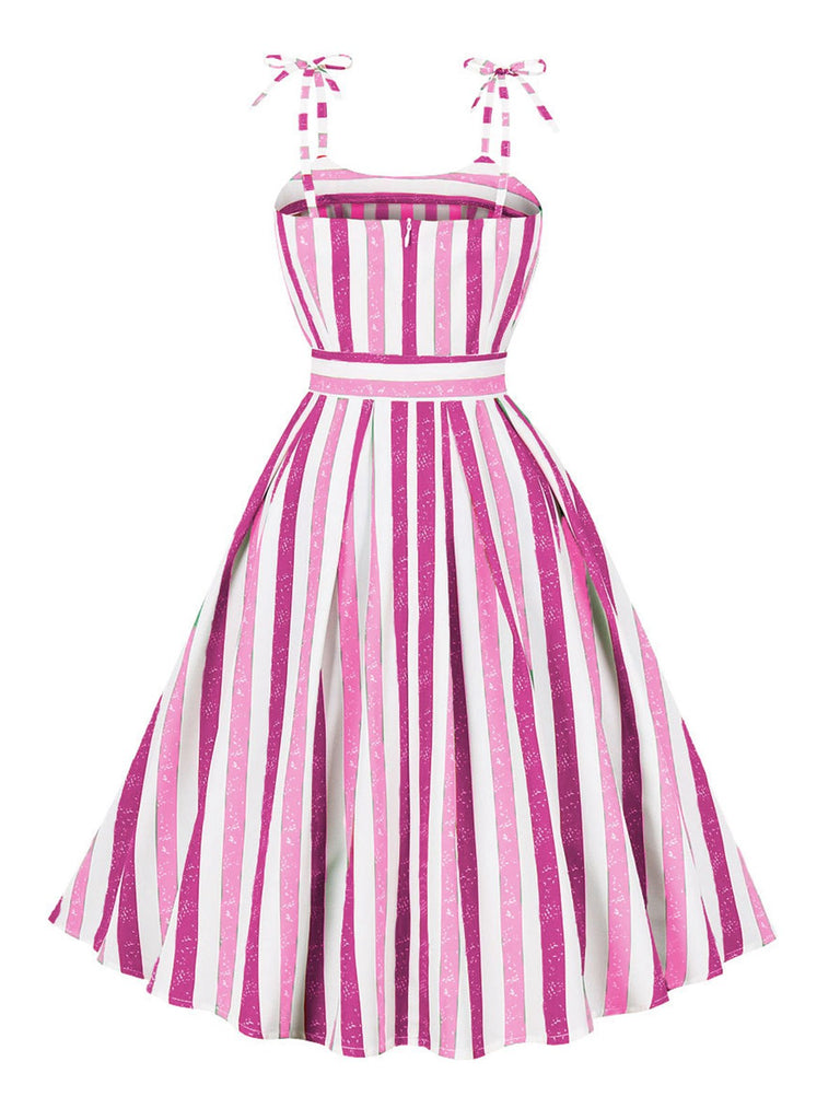 1950s Shoulder Tie Belted Stripes Dress: where 1950s romance meets her modern spirit