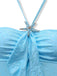 Sky Blue 1950s Halter Ruffle Bow Glitter Tankini Set - vintage fashion, retro style