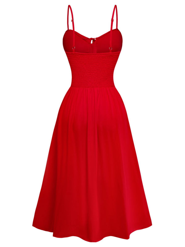 1950s Sleeveless Backless Smocked Waist Slip Dress - vintage dress, retro fashion, rockabilly