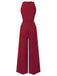 She finds her 1950s story in this 1950s Sleeveless Buttoned Solid Jumpsuit