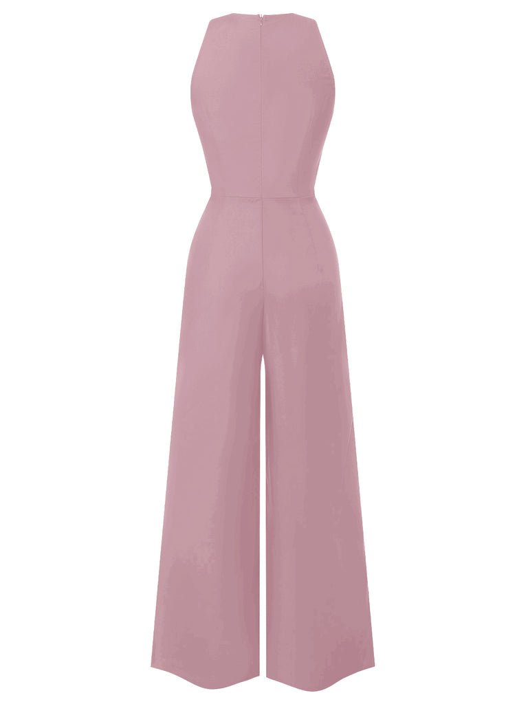 1950s Sleeveless Buttoned Solid Jumpsuit — 1950s style that transcends decades