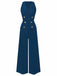 She finds her 1950s story in this 1950s Sleeveless Buttoned Solid Jumpsuit