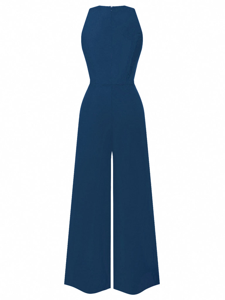 1950s Sleeveless Buttoned Solid Jumpsuit: timeless 1950s elegance she makes her own