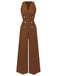 1950s Sleeveless Buttoned Solid Jumpsuit — 1950s style that transcends decades