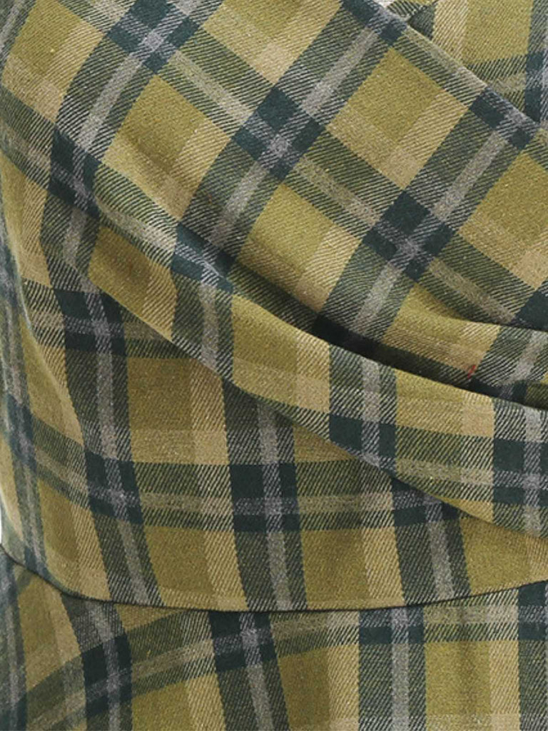 1950s Slip V-Neck Plaid Swing Dress - vintage dress, retro fashion, rockabilly