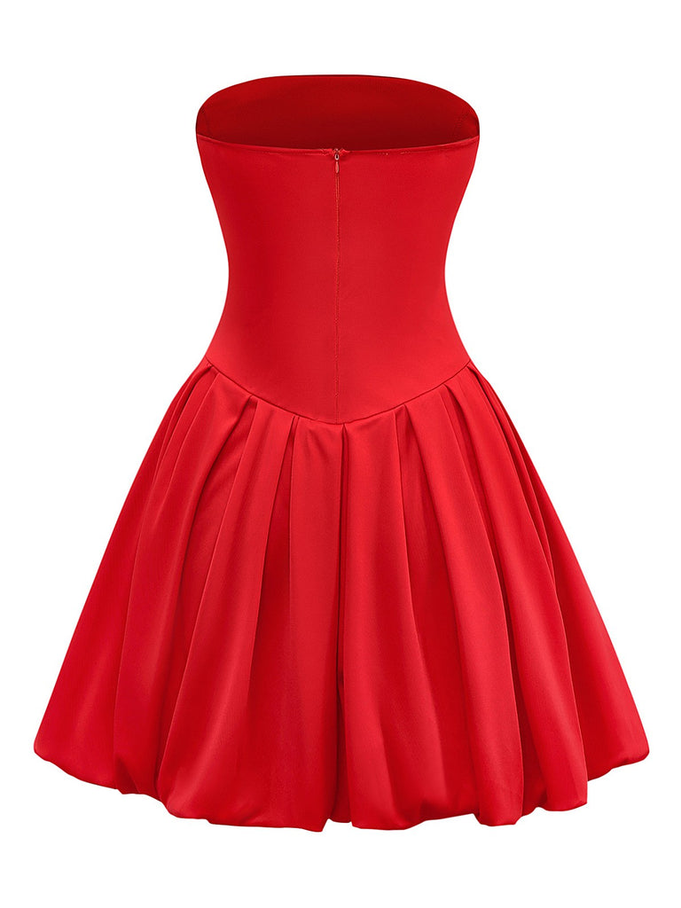 1950s Solid Basque Waist Strapless Bubble Dress - vintage dress, retro fashion, rockabilly