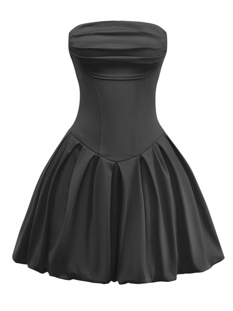 1950s Solid Basque Waist Strapless Bubble Dress - vintage dress, retro fashion, rockabilly