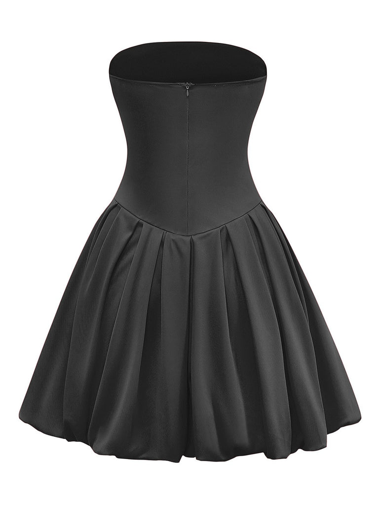 1950s Solid Basque Waist Strapless Bubble Dress - vintage dress, retro fashion, rockabilly