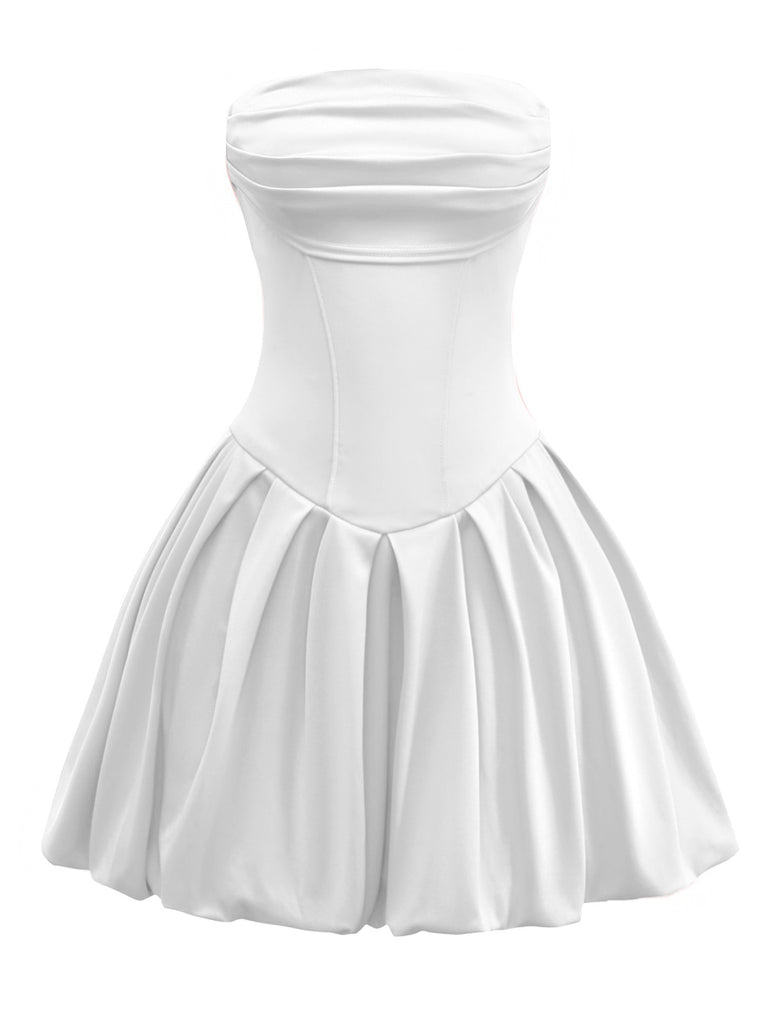 1950s Solid Basque Waist Strapless Bubble Dress - vintage dress, retro fashion, rockabilly