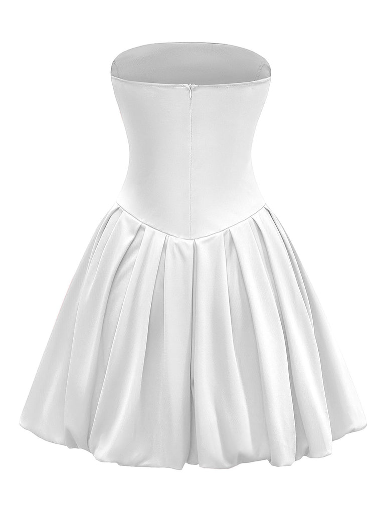 1950s Solid Basque Waist Strapless Bubble Dress - vintage dress, retro fashion, rockabilly