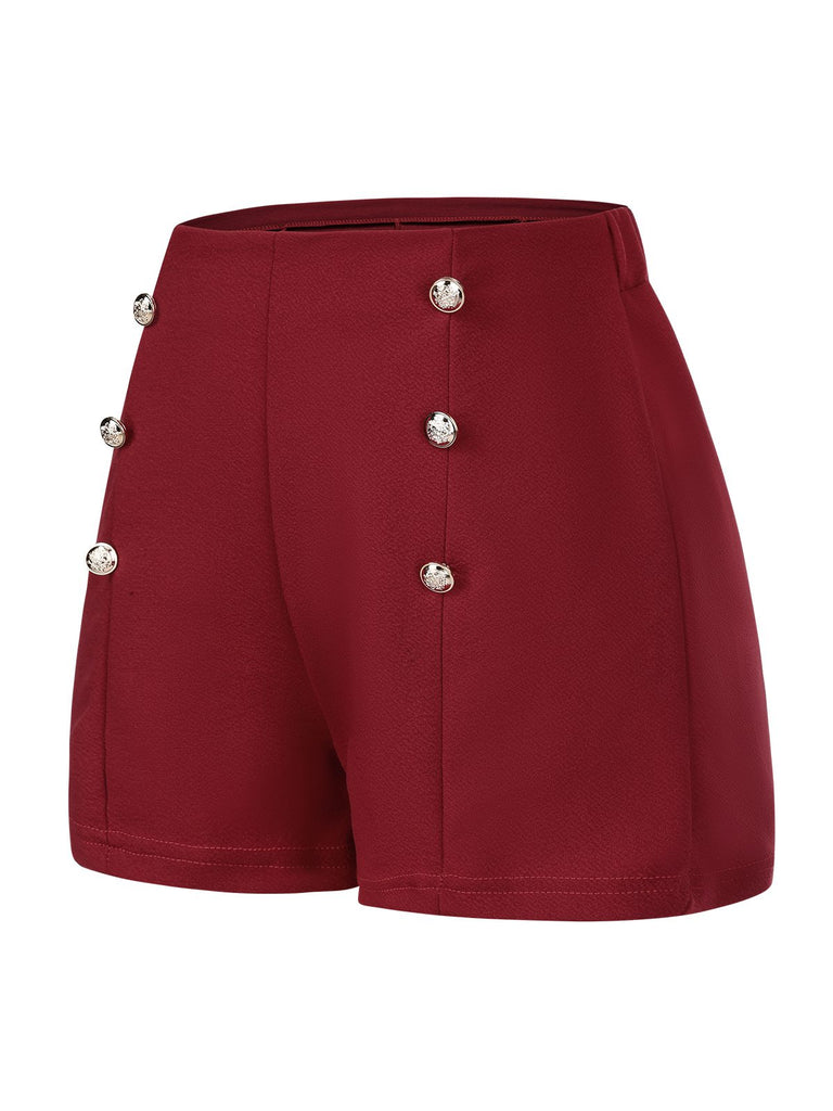 1950s Solid Button High Waisted Shorts, vintage fashion, retro style - perfect for women who love vintage and retro fashion