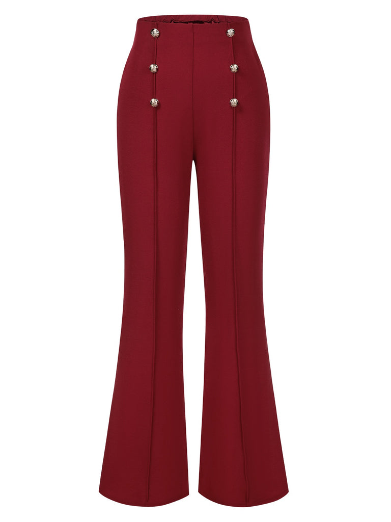 1950s Solid Center Seam Buttoned Flared Pants, vintage fashion, retro style - perfect for women who love vintage and retro fashion